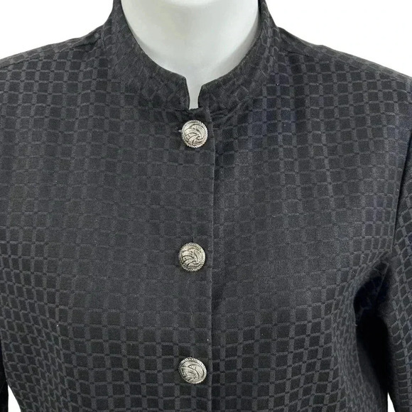 ALEX KIM Womens M Artful Mandarin Collar Jacket Front Embellish Embroidered Boho - Picture 5 of 16